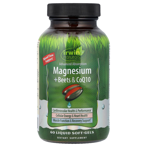 Irwin Naturals, магний со свеклой и коэнзимом Q10, 60 капсул с жидкостью