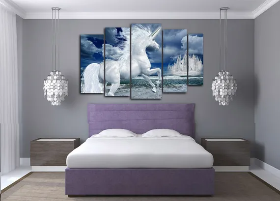 Модульная картина "Белый единорог"