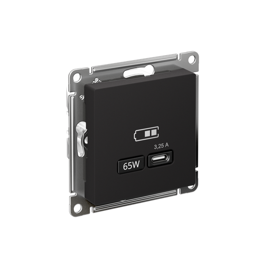 Розетка USB AtlasDesign тип C 65Вт QC PD высокоскор. ЗУ механизм карбон SE ATN001027
