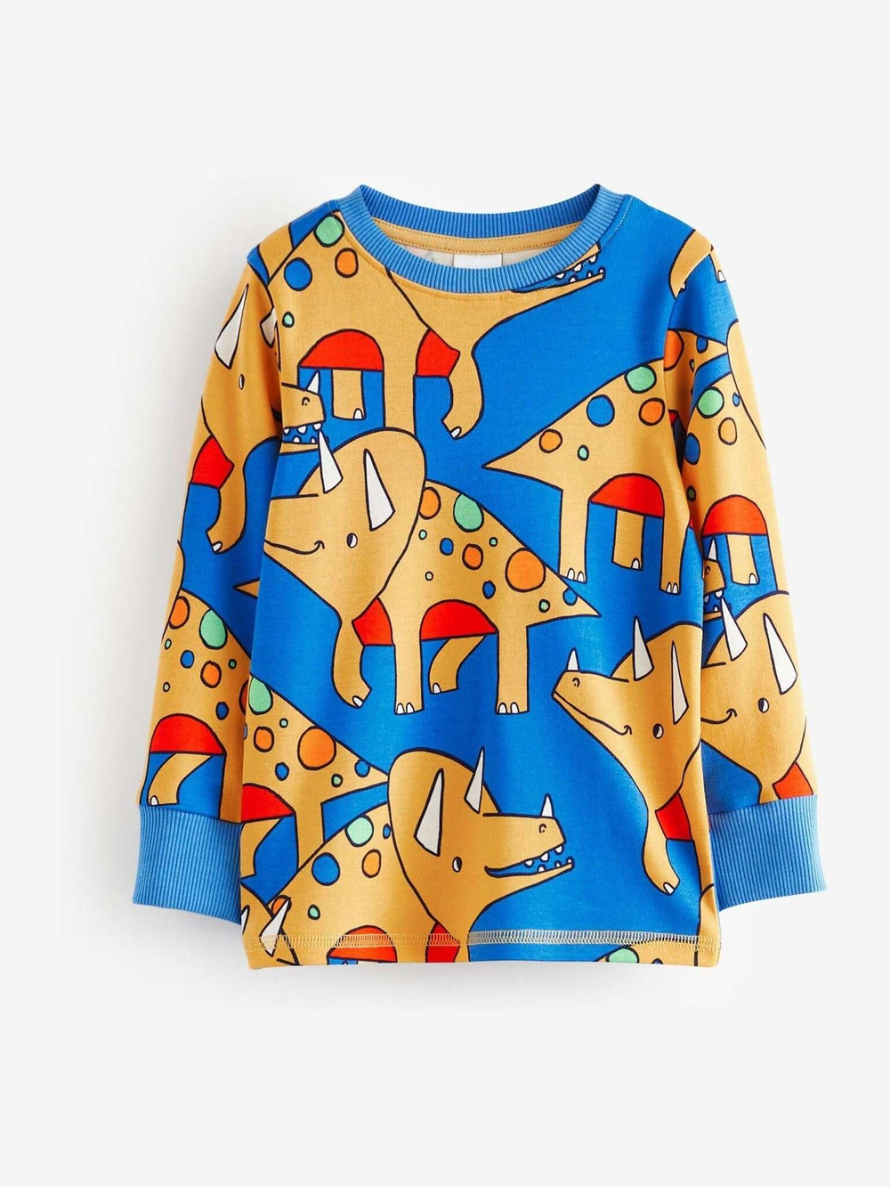 Пижама для мальчика Next 665-634, 3 шт., Синий, Молочный, Желтый