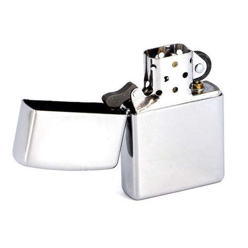 Зажигалка серебристая глянцевая Zippo с покрытием High Polish Chrome