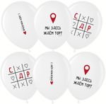 Шар (12''/30 см) С Днем Рождения! (крестики-нолики), Белый (200), пастель, 1 ст, 25 шт.