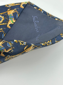 Галстук тёмно-синий с лошадьми Salvatore Ferragamo