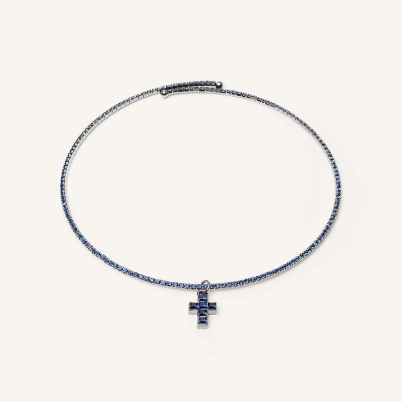 Колье Кубический Крест – Синее