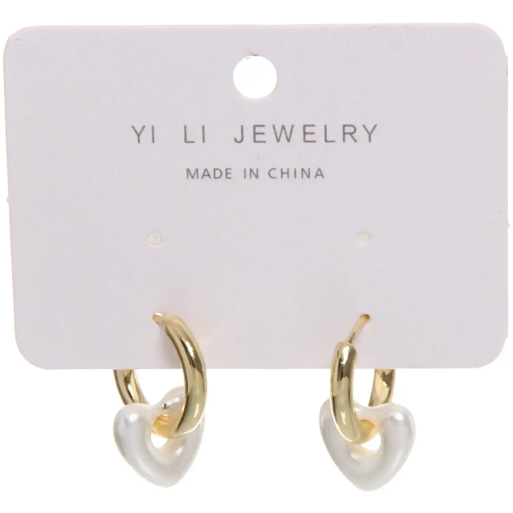 Серьги из гиппоалергенного металла со стразами «ПАЛУМНА», сердечки, цвет золото и серебро, 2,5см