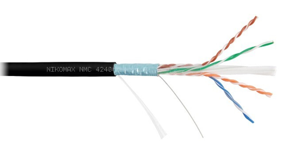 Кабель витая пара F/UTP 6 кат. 4 пары NikoMax NMC 4240C-BK