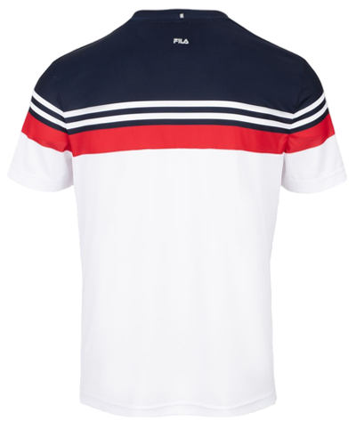 Футболка для мальчика теннисная Fila T-Shirt Malte Boys - white/fila red/navy