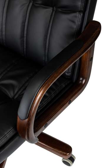 Кресло руководителя Бюрократ T-9932W-LOW-Eco черный эко.кожа низк.спин. крестов. металл/дерево