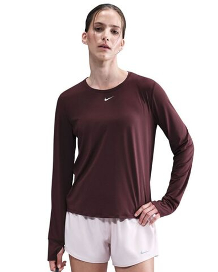 Женская теннисная футболка   Nike One Classic Dri-FIT Long Sleeve - burgundy crush/white