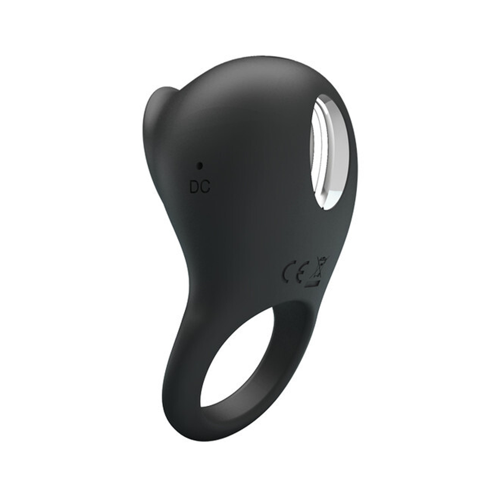 Эрекционное виброкольцо с клиторальным стимулятором - язычком Pretty Love Ring Shaking II (Цвет: черный)