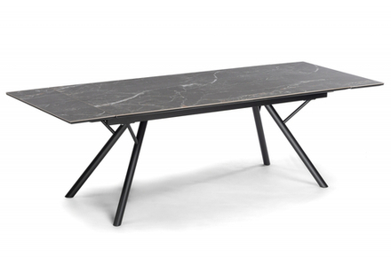 Керамический стол Woodville Ворен 180(240)x90 nero markina, черный, ножки черные