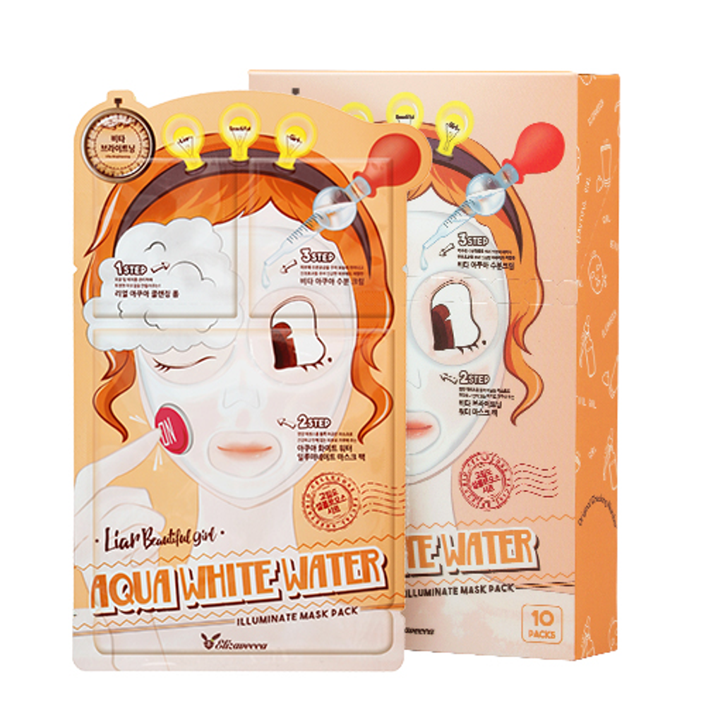 Тканевая маска для лица Elizavecca 3-step Aqua White Water Illuminate Mask Sheet Трехэтапная 1 шт