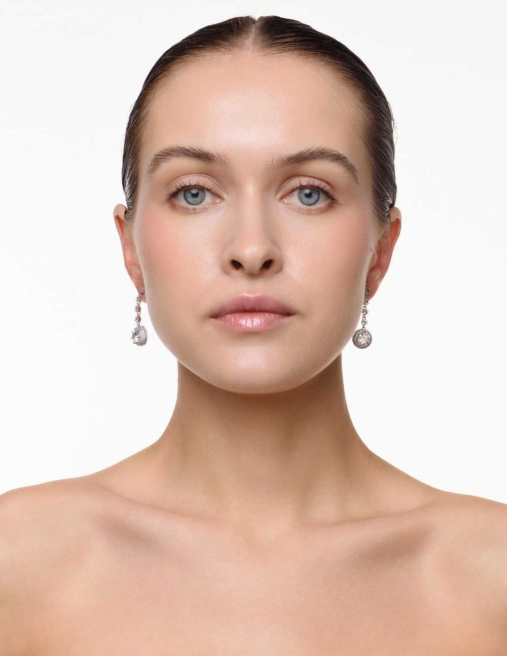 Серьги "Round Shine Long" Silver