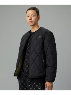 Двусторонний легкий стеганный пуховик без воротника