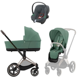 Коляска Cybex Priam IV Rosegold complete Aton B2 Steel Grey Base One 4 в 1 Leaf Green