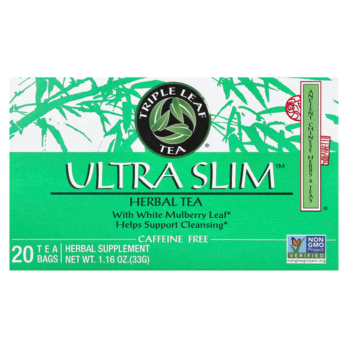 Triple Leaf Tea, Ultra Slim, травяной чай, с листьями белой шелковицы, без кофеина, 20 чайных пакетиков, 33 г (1,16 унции)