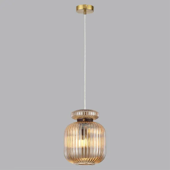 5042/1A PENDANT ODL24 445 античн.бронза/янтарный/металл/стекло/эко.кожа Подвес E27 1*60W JUGI