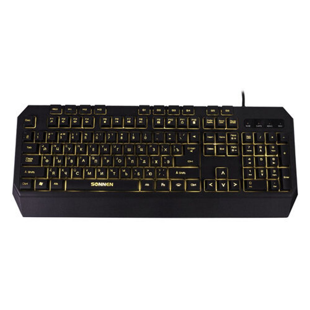 Клавиатура проводная SONNEN KB-7700, USB, 104 клавиши + 10 программируемых клавиш, RGB, черная, 513512