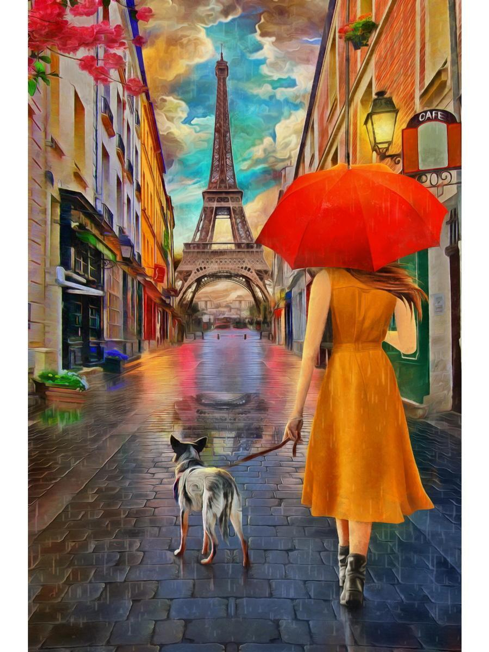 Алмазная мозаика 22х32см. "Дождливый Париж" с полн.заполнен.на подрам.30цв. (Арт. НД-8541)