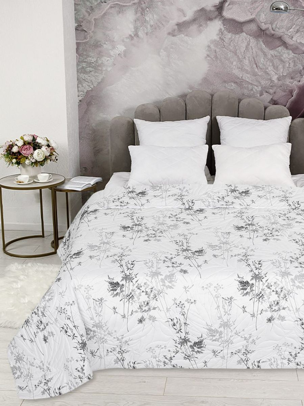 Покрывало на кровать, стеганое, поплин с размерами 215х220