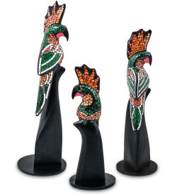 Decor and Gift 23-030-03 Н-р статуэток из трех «Какаду» дерево+стекл.мозаика (50,40,30 см)