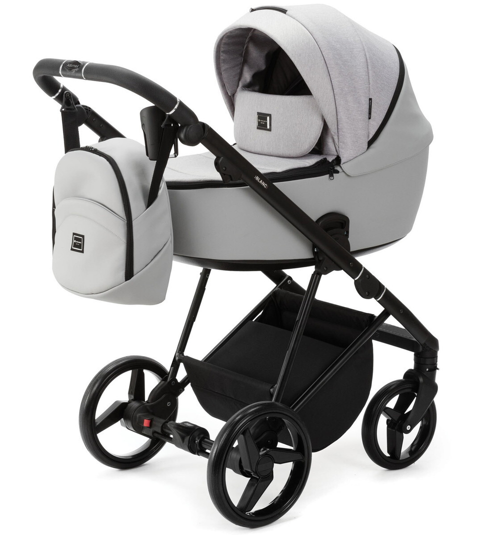 Детская коляска Adamex Blanc 2 в 1 BL-PS46 TIP (СВЕТЛО-СЕРЫЙ+СВЕТЛО-СЕРАЯ КОЖА)