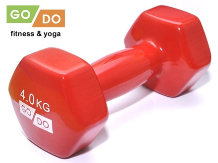 Гантель GO DO в виниловой оболочке. Вес 4  кг.  (Красный)