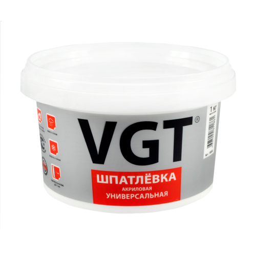 ШПАТЛЕВКА УНИВЕРСАЛЬНАЯ АКРИЛОВАЯ 1 КГ "ВГТ", 7386