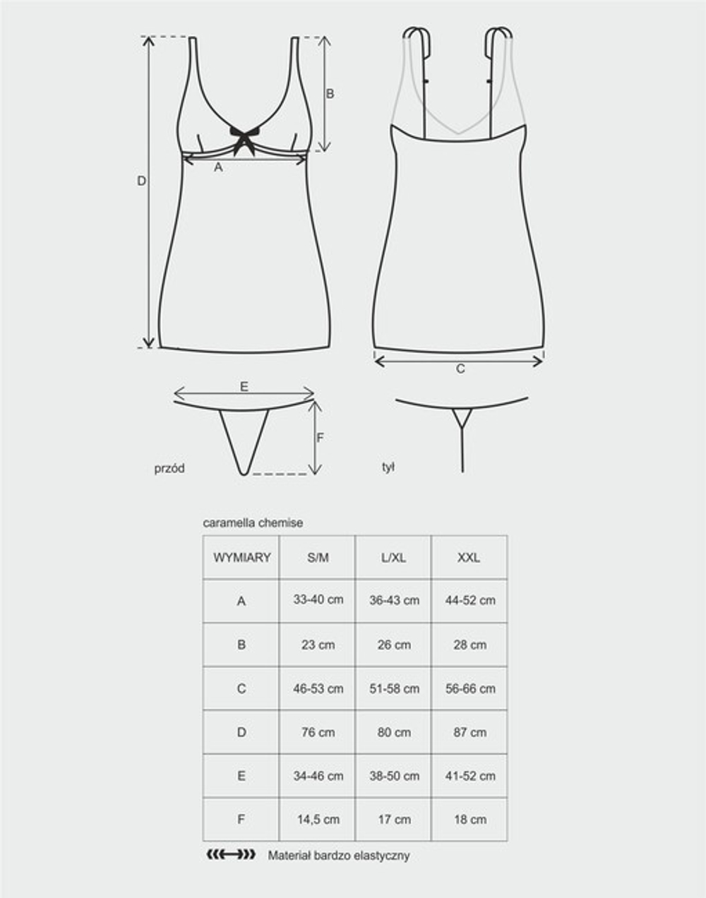 Бежевый пеньюар со стрингами Caramella Chemise LXL (46-48) (Цвет: бежевый)