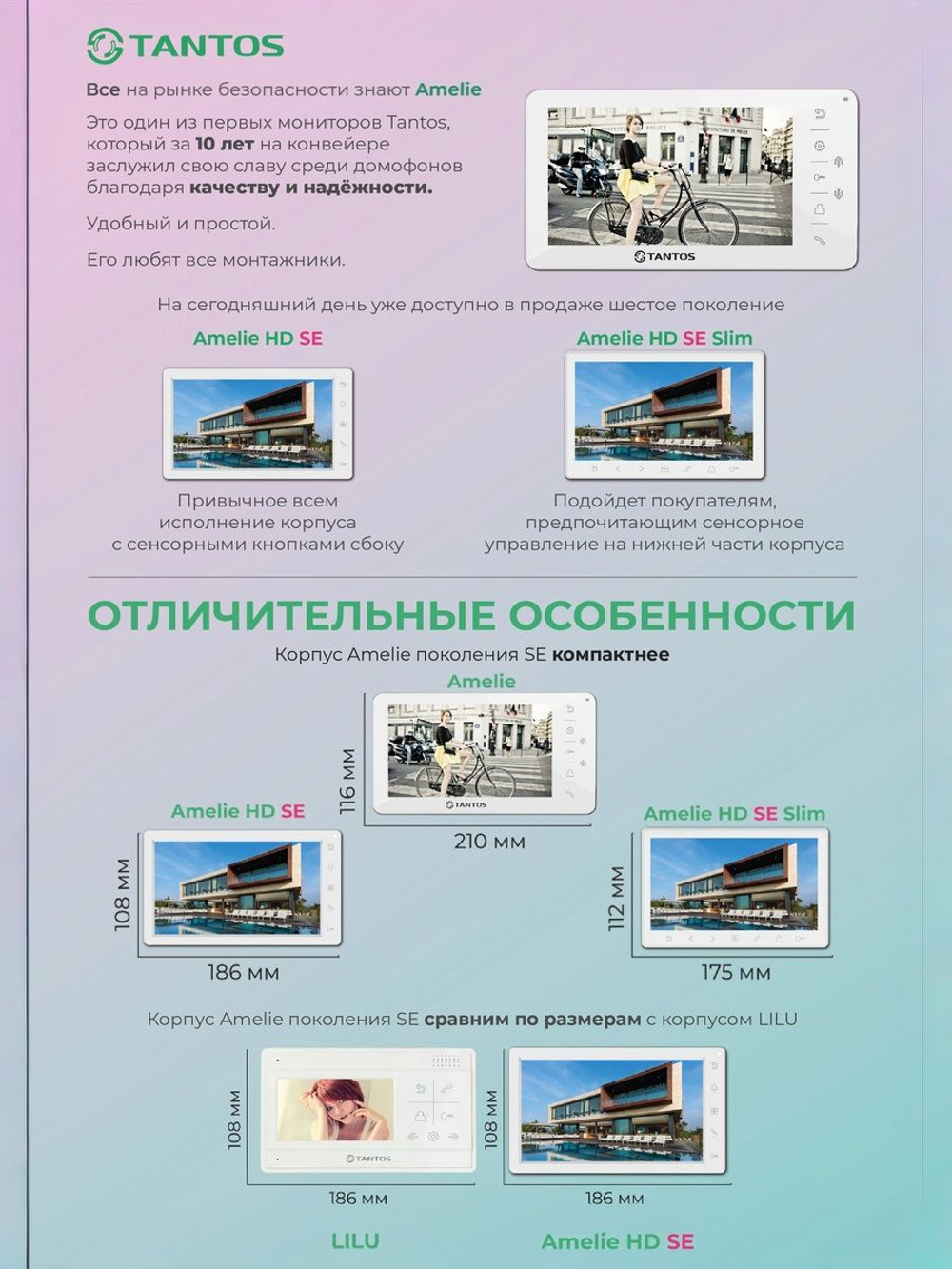 Монитор видеодомофона Amelie HD SE Slim (White)