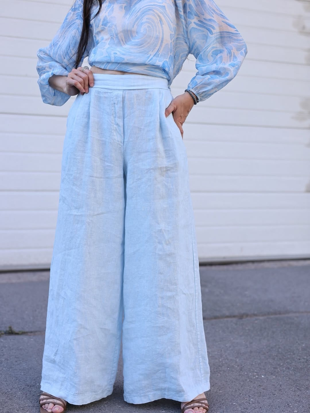 широкие льняные брюки