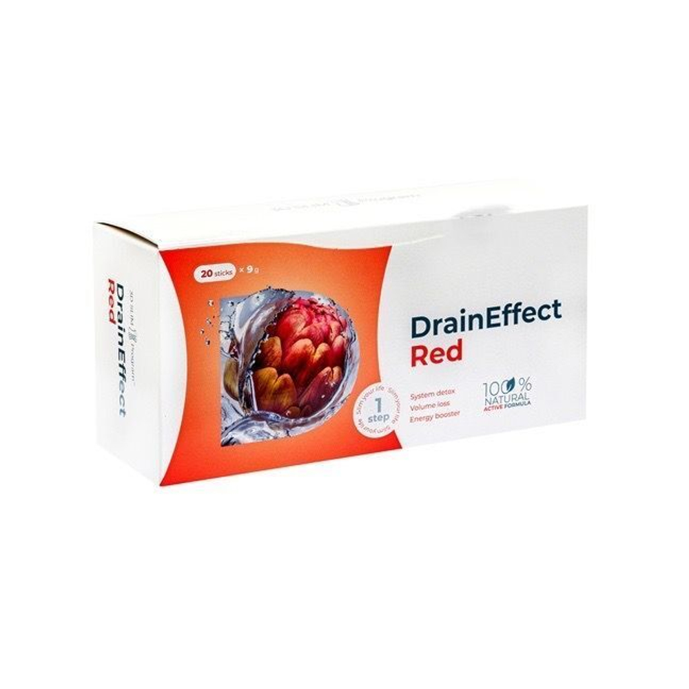 Дренирующий напиток Драйнэффект DrainEffect Red, со свежим вкусом лесных ягод и легким ароматом гибискуса, 20 стиков