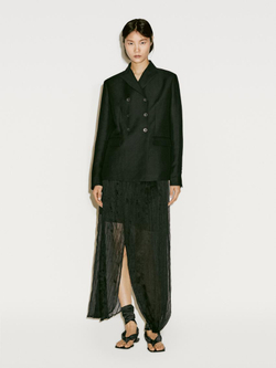 Massimo Dutti Приталенный двубортный блейзер - Limited Edition,черный