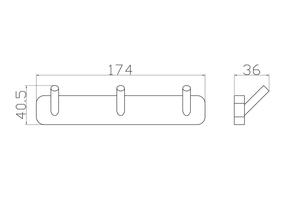 Вешалка с 3 крючками для ванной WONZON & WOGHAND STILL, Хром (WW-6635)