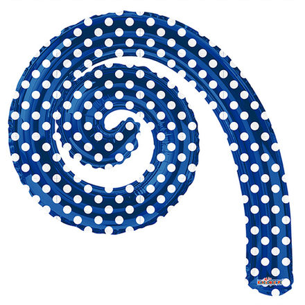 K Спираль ROYAL BLUE в горошек 14"/36см шар фольга. Ж60