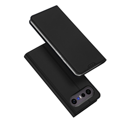 Чехол книжка из кожи черного цвета для Vivo X300 FE 5G (S50 Pro mini), серия Skin Pro Series от Dux Ducis