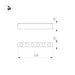 Светильник MAG-DOTS-25-L200-6W Warm3000 (WH, 30 deg, 24V) (Arlight, IP20 Металл, 5 лет) 050049