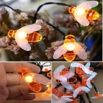 Гирлянда для улицы «Пчёлка» 3м, 20 ламп LED чёрный провод, 2 реж, IP-55, Теплый белый (солнечная батарея).