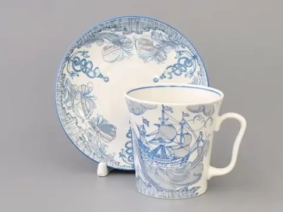 Бокал с блюдцем 360 мл форма Ленинградский рисунок Бригантина арт. 81.11000.00.1