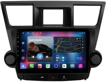 Магнитола для Toyota Highlander 2 2007-2013 XU40 - FarCar 7194F2M на Android 12, QLED, 8-ядер, CarPlay, 4G SIM-слот (крутилки активные)