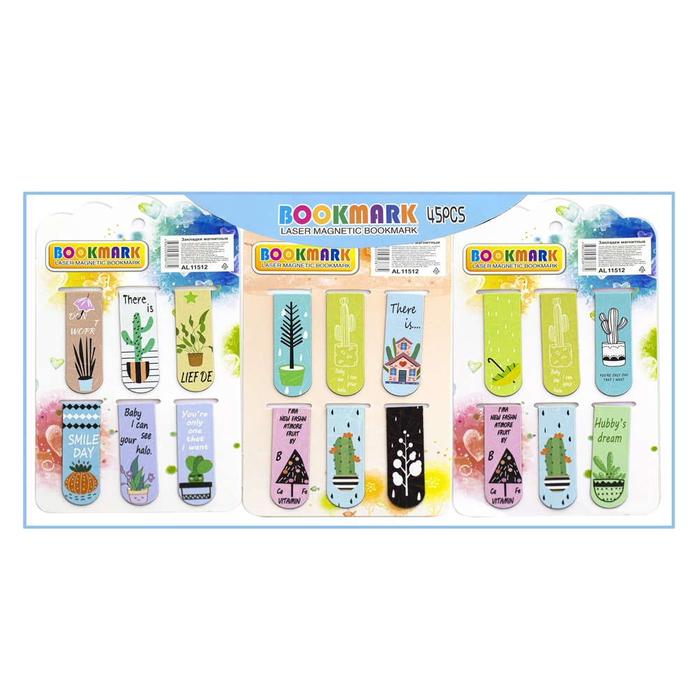 Набор магнитных закладок, Alingar, 120х20 мм, "Забавные фразы", 6шт. европодвес