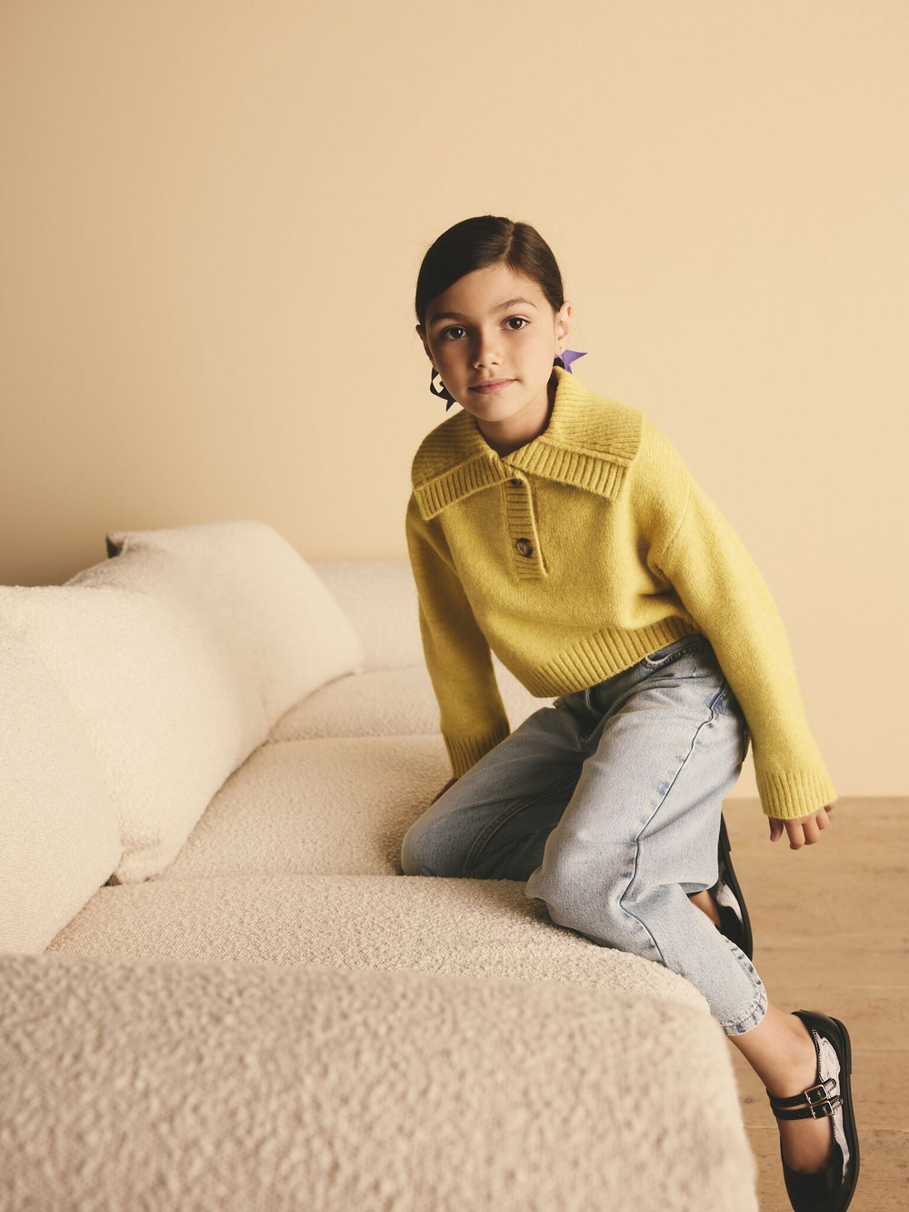 Джемпер с воротником для девочки Next N79-870, Оливковый