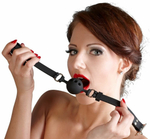 Малый силиконовый кляп-шар на ремешках (Цвет: черный)