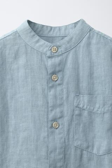 ZARA РУБАШКА ИЗ 100% ЛЬНА, СИНИЙ