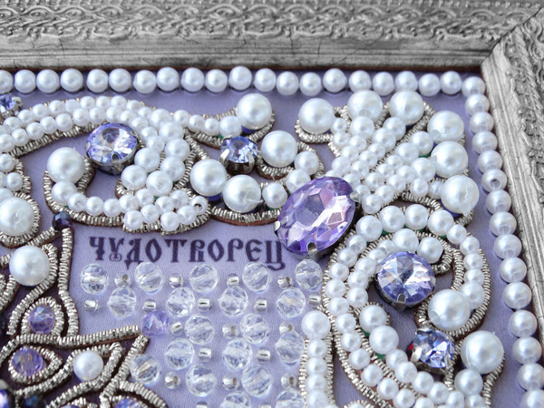 ЖС-9-СФ Набор для вышивания хрустальными камнями Николай Чудотворец (сиреневый)