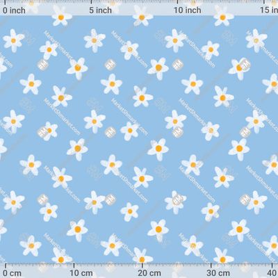 Ромашки акварельные на синем by Curly Smile 545 DPI