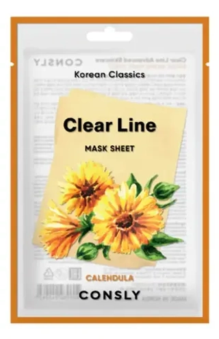 Тканевая маска с экстрактом календулы CONSLY Clear Line Korean Classics Calendula Mask Sheet