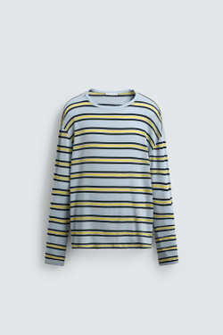 ZARA ЖАККАРДОВАЯ ФУТБОЛКА В ПОЛОСКУ, ПОЛОСКИ