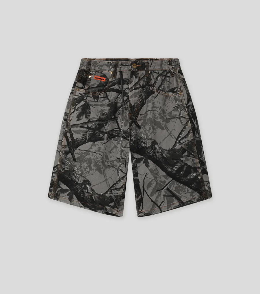 Denim camo shorts 2025