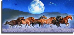 Постер "Лошади с луной на горизонте"